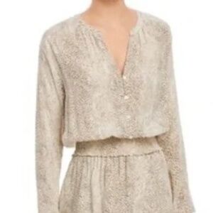 Rails Jasmine Smocked Waist Mini Dress Cream Snakeskin Print Size M